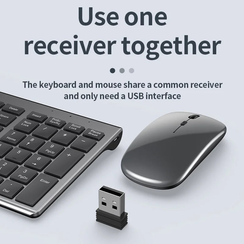 Slim Wireless Bluetooth Rechargeable Keyboard Mouse Set