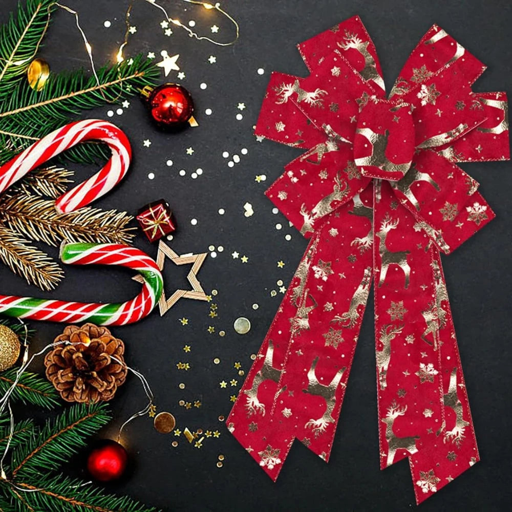 Christmas Wreath with Red Velvet Bow Decoration