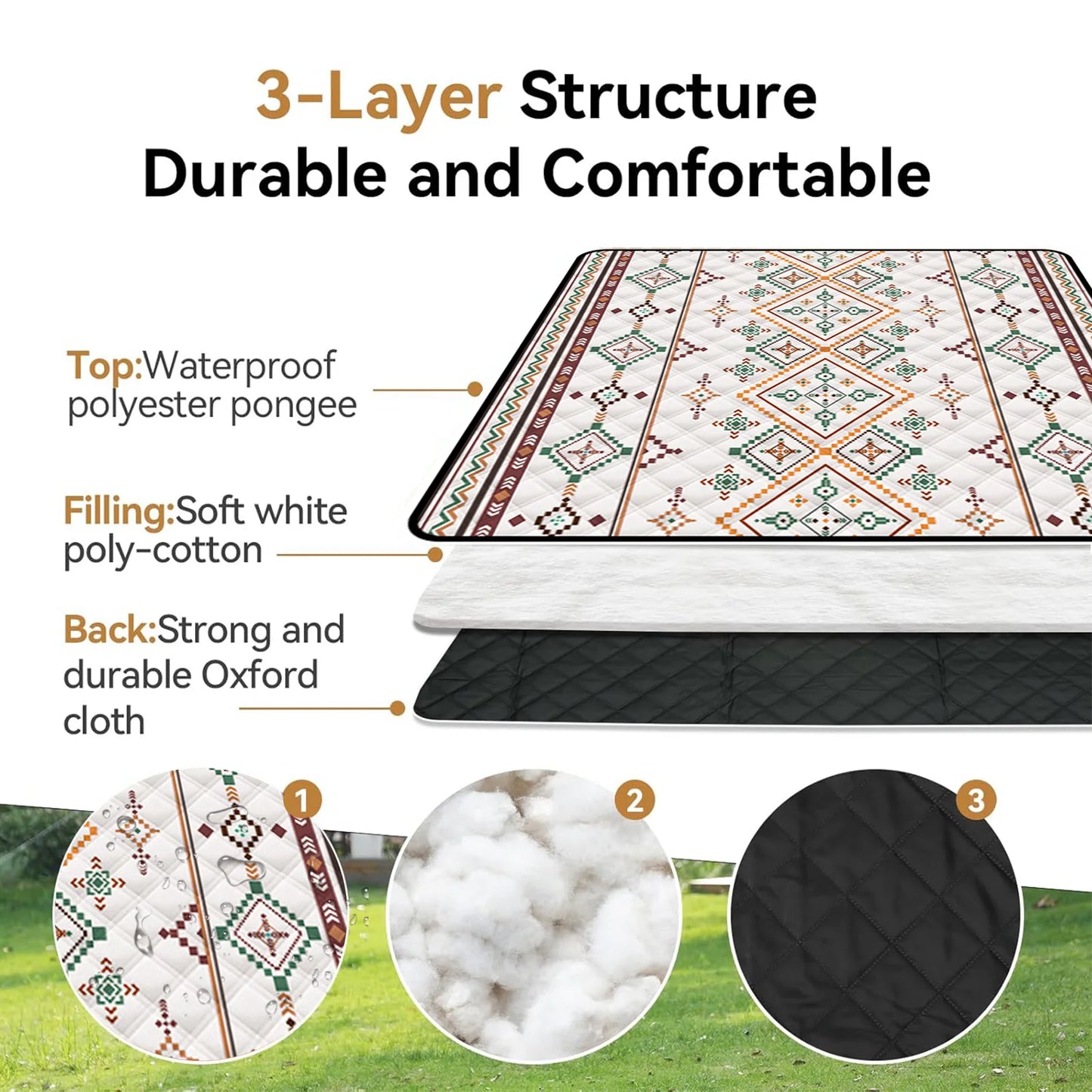 Picnic Blanket Waterproof Oxford Large