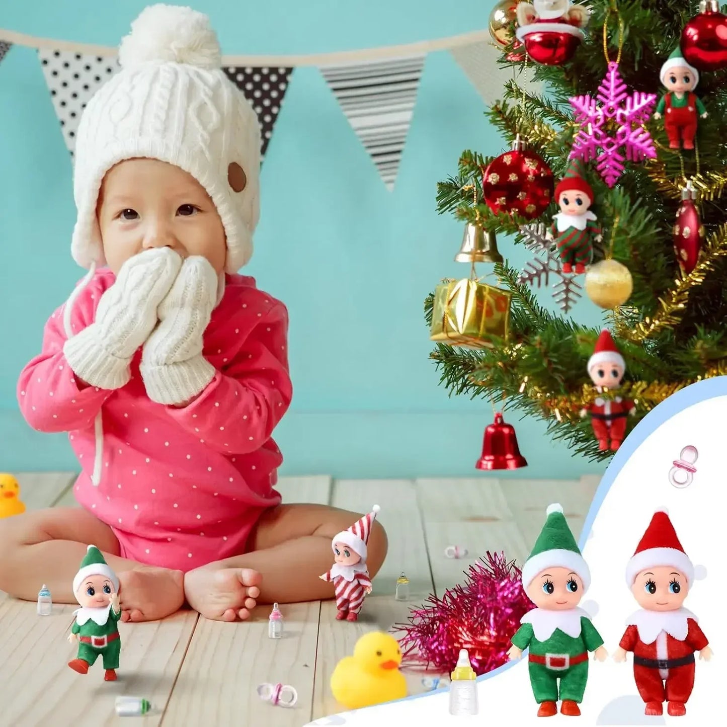 Christmas Elf Dolls with Mini Plush Set (6pcs)