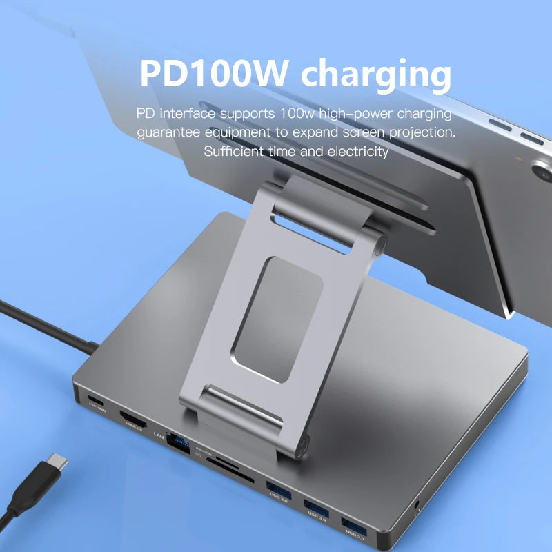 iPad Stand Docking Station USB C Hub 9-in-1