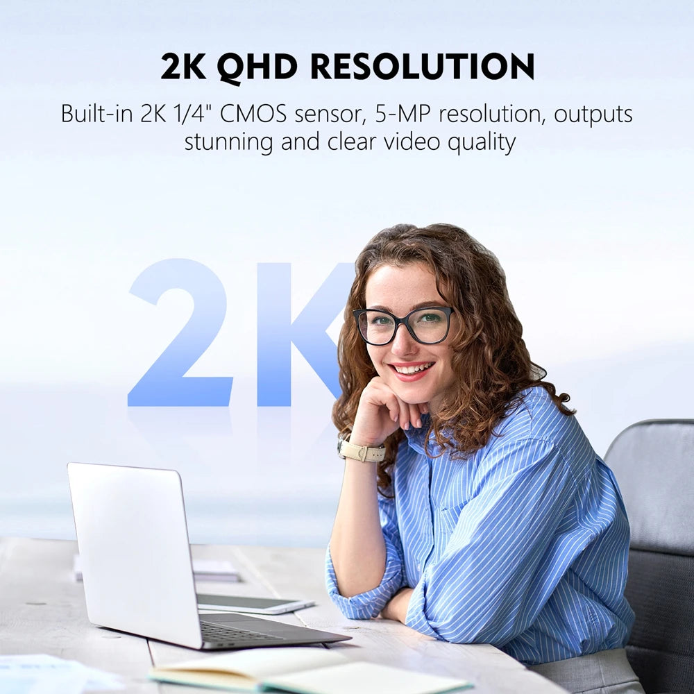 Webcam Mini 2K USB Laptop Computer with Privacy Cover