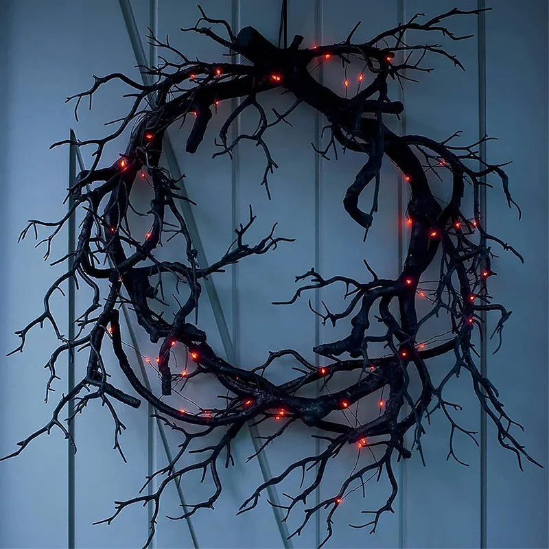 Halloween Wreath with Red Purple LED Lights