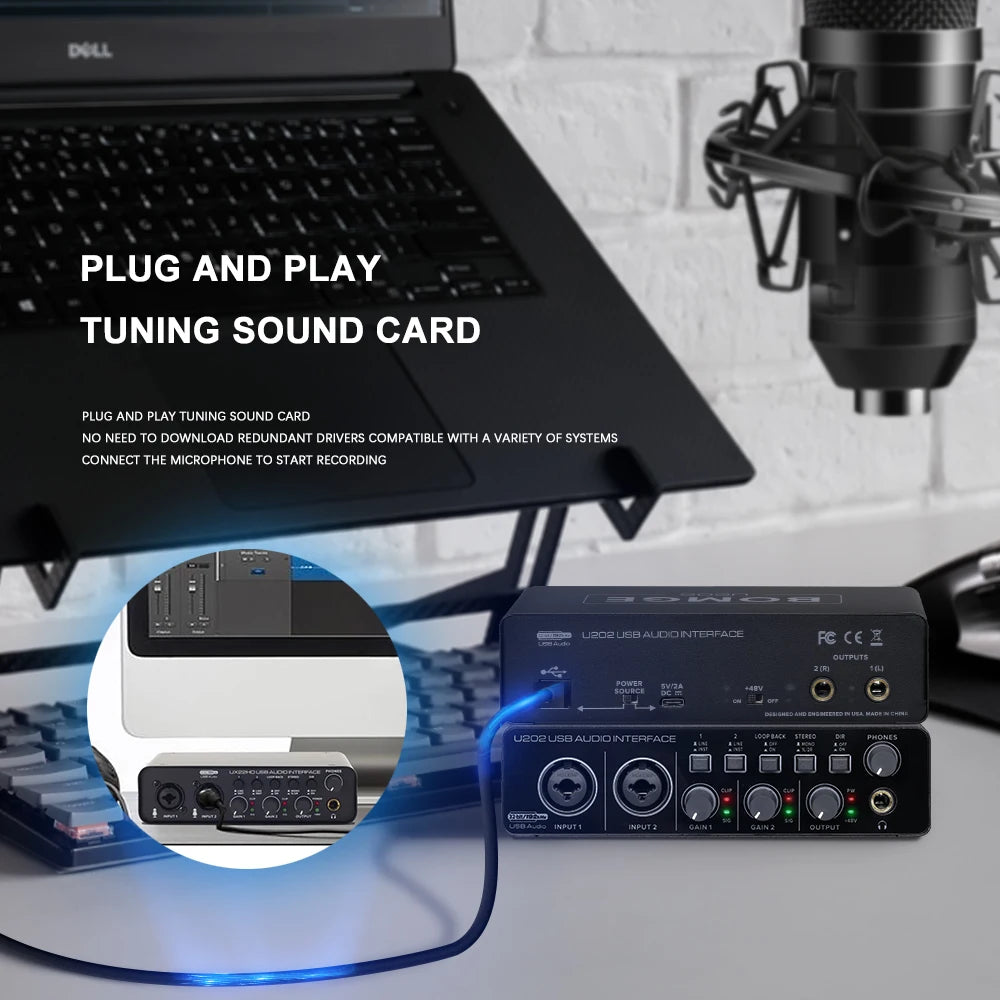 USB Audio Interface Mic Preamplifier 48V 32Bit