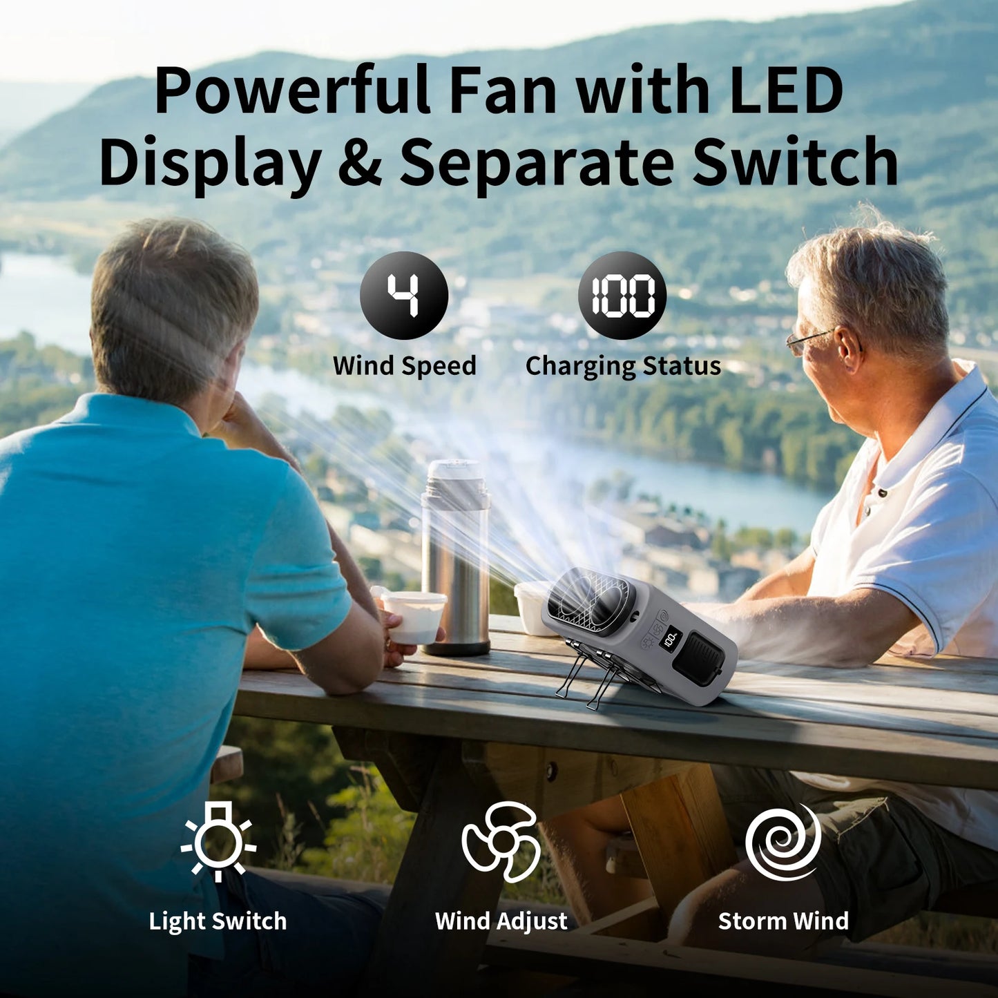 Outdoor Portable Fan Waist Neck with Dual Vent Rechargeable