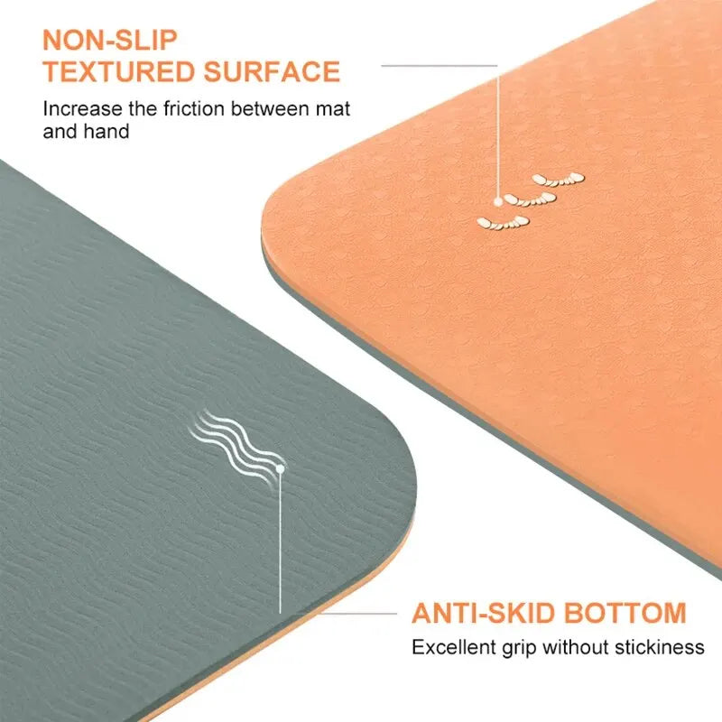 Yoga Mat Non Slip TPE with Carry Strap and Bag