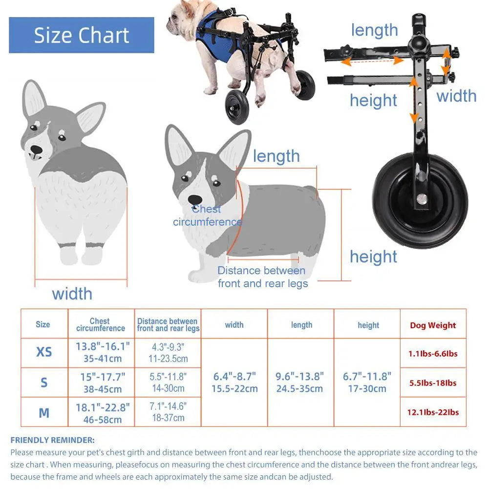 Dog Wheelchair Adjustable Small Pet Mobility AiD