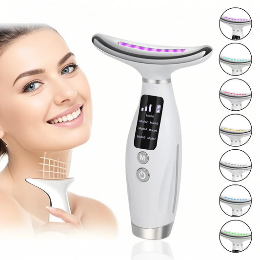 Neck Face Beauty Massager Device with Micro-Current 7-Color LED
