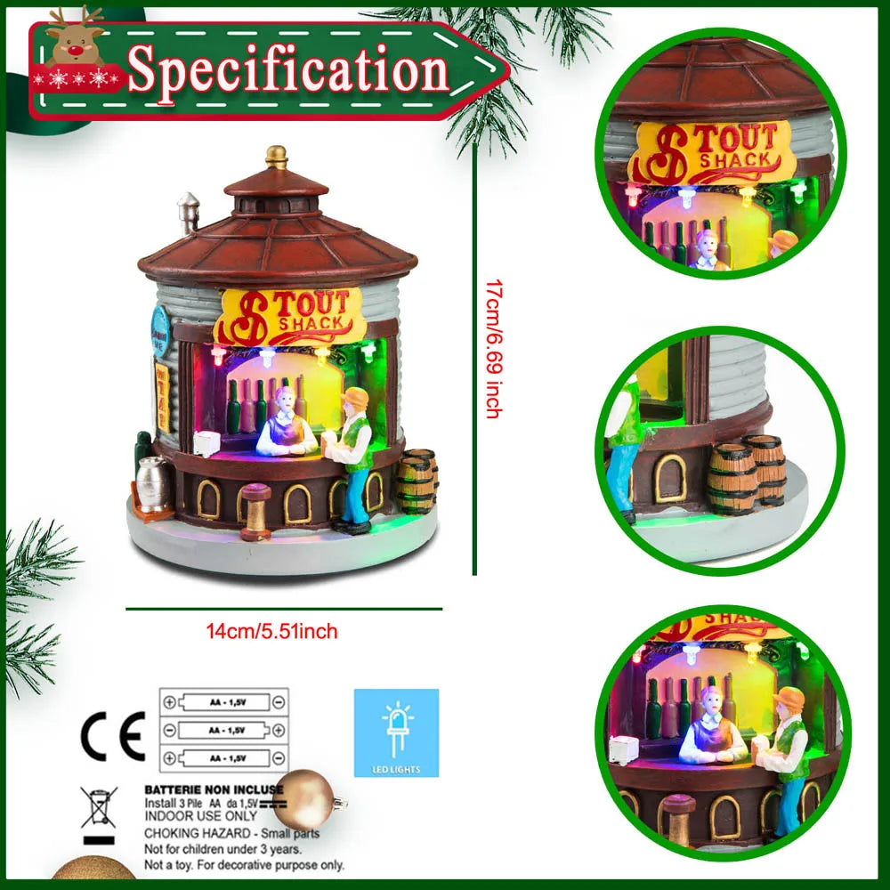 Christmas Village House with LED Light Up Figurine