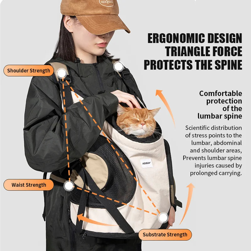 Pet Backpack Front Carrying Breathable Nylon
