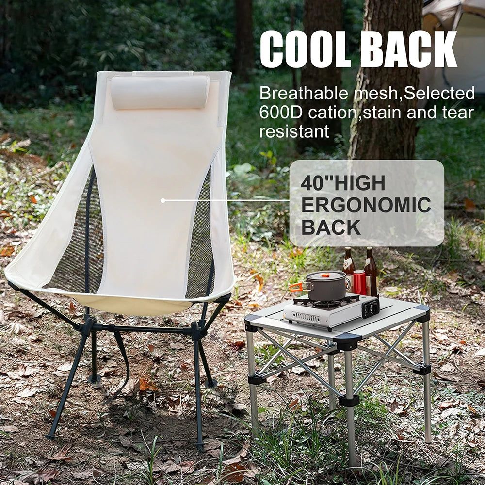 Camping Chair Folding Portable Lightweight Aluminum Headrest