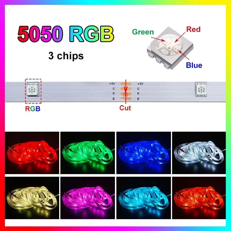 LED Strip Lights RGB Bluetooth Remote USB Flexible Ribbon