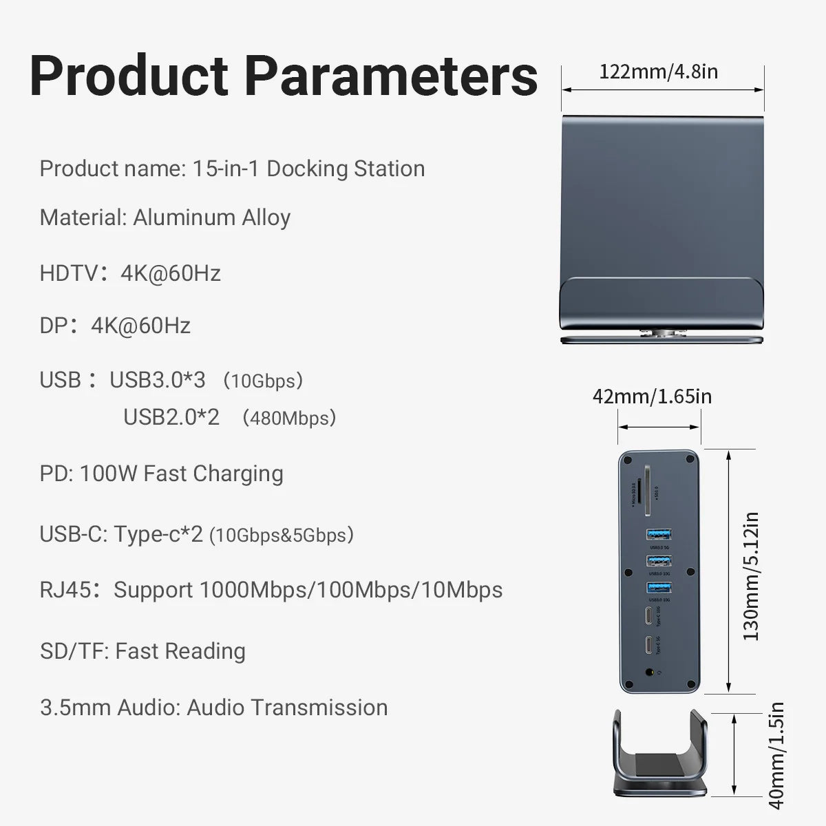 USB-C Docking Station 15-in-1 Triple Monitor Hub