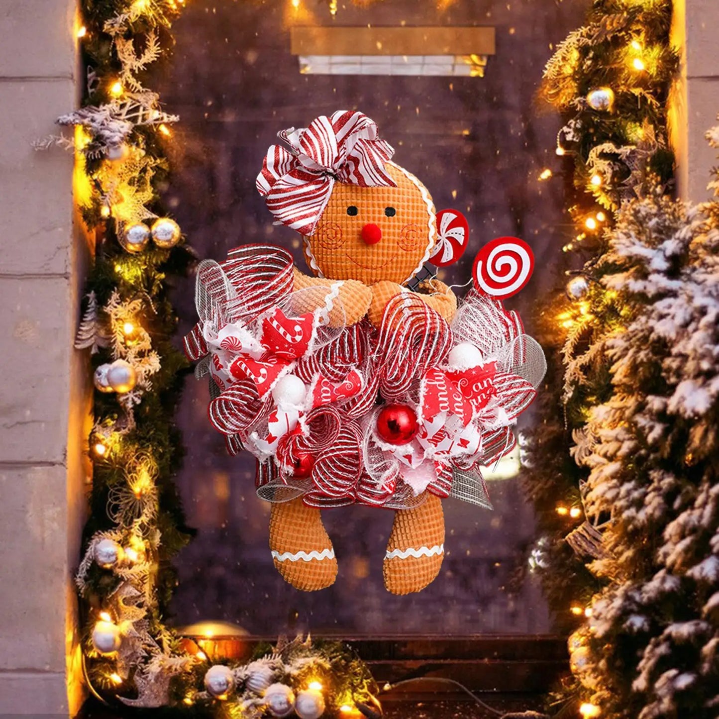 Christmas Wreath with Gingerbread Man for Decoration