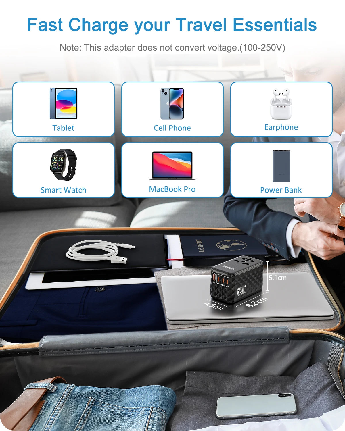 Travel Adapter Universal GaN 120W Fast Charger