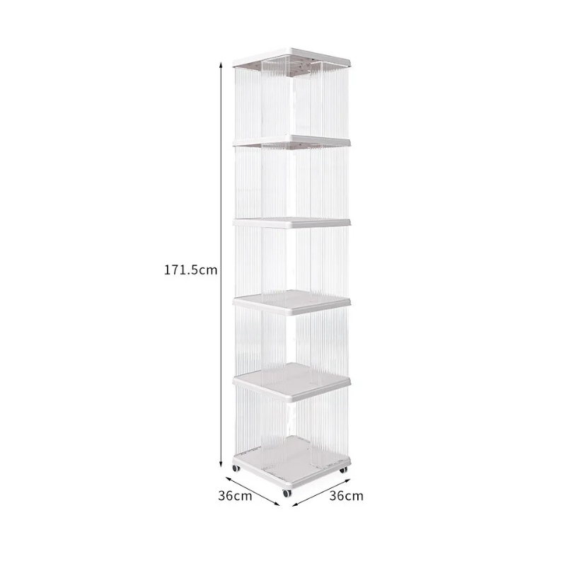 Bookshelf Rotating 360° Transparent Storage