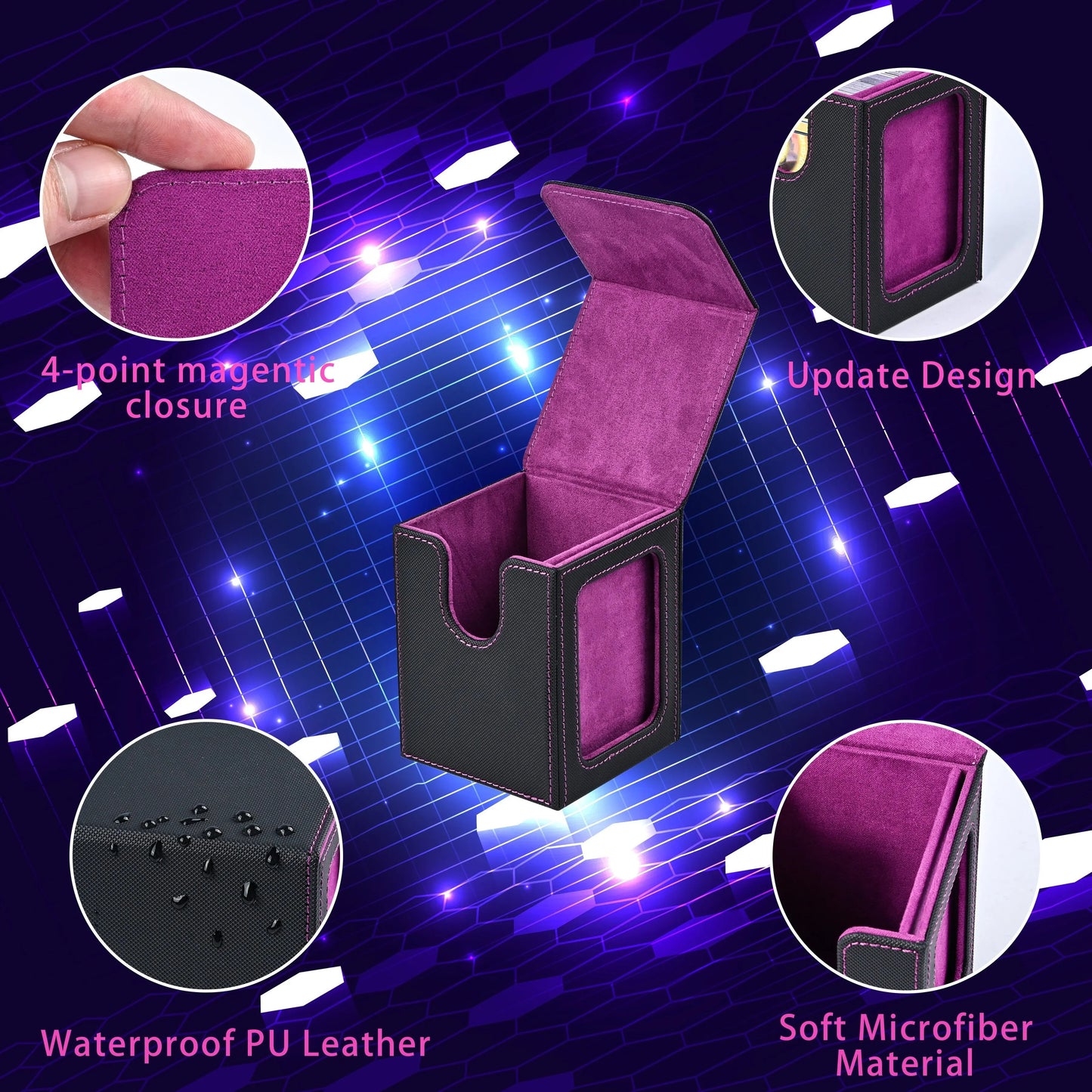 Trading Card Storage Box Magnetic PU Leather
