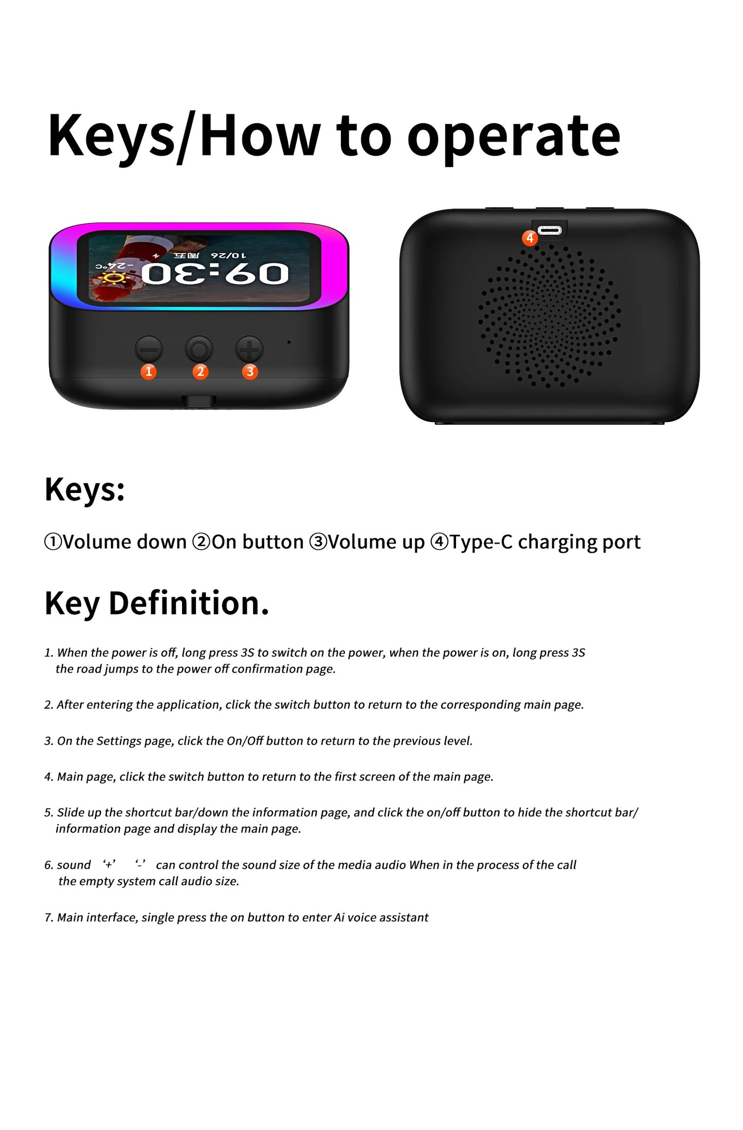 Bluetooth Speaker with Smart Clock Large Screen Display