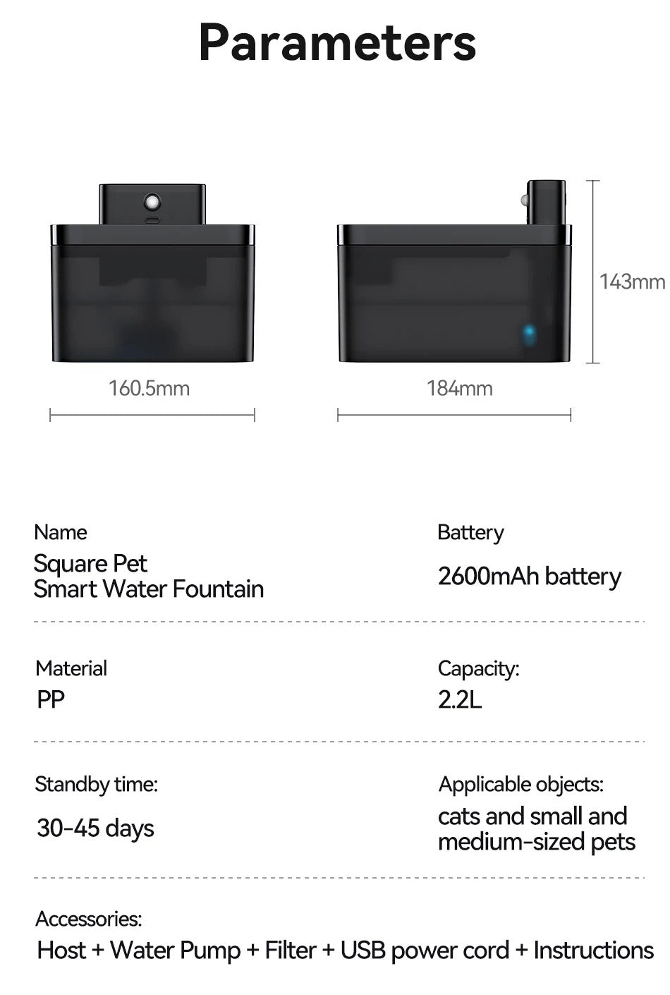 Cat Water Fountain Wireless Automatic 2600mAh