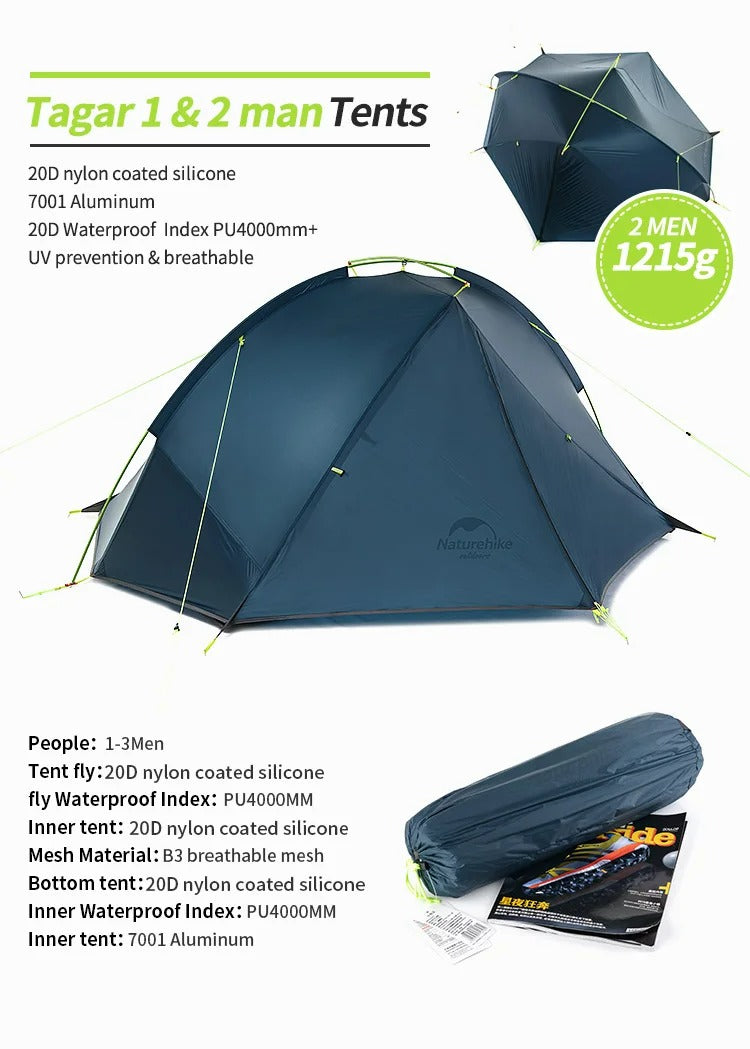 Outdoor Hiking Tent with Ultralight Waterproof Nylon (1 Person)