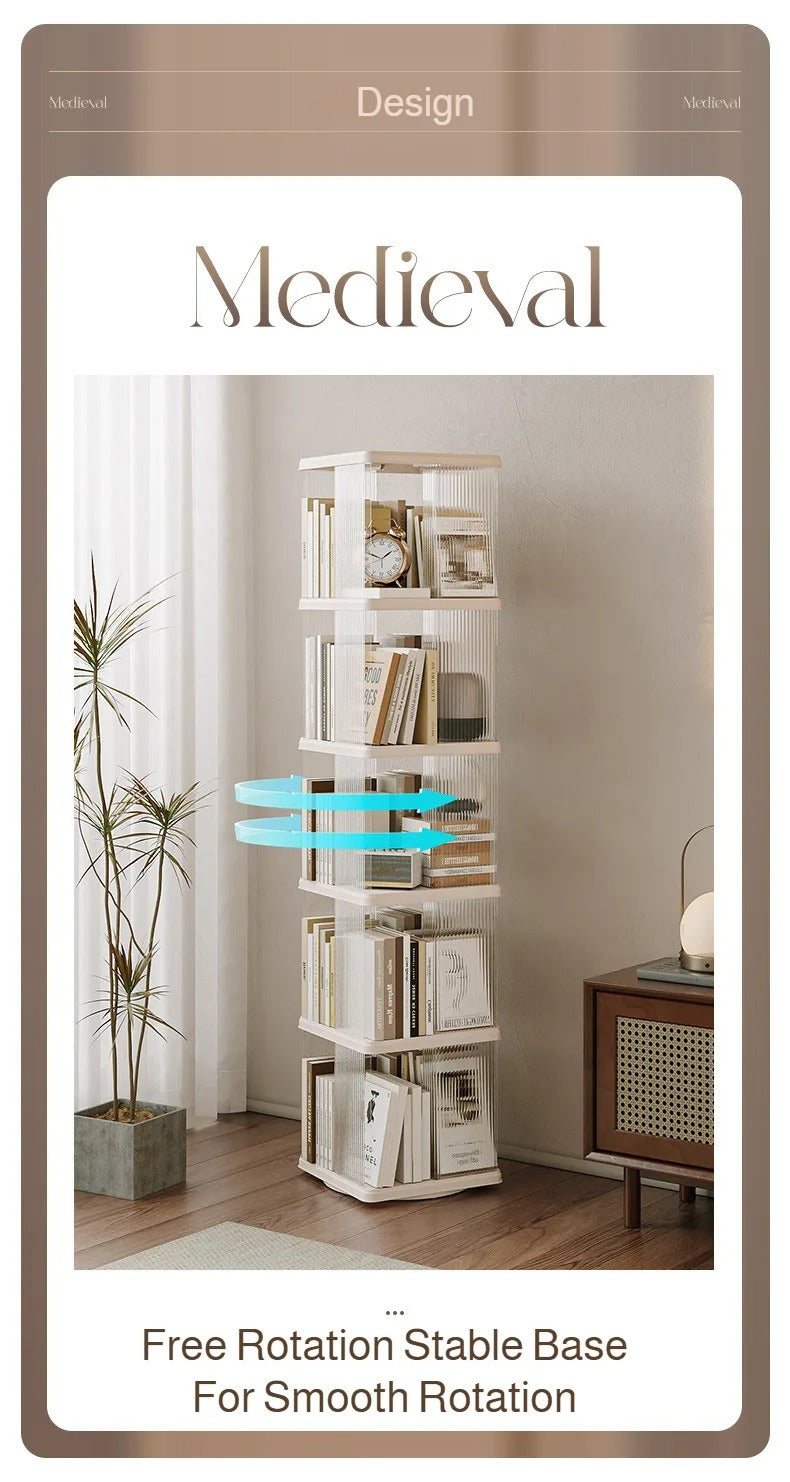 Bookshelf Rotating 360° Transparent Storage