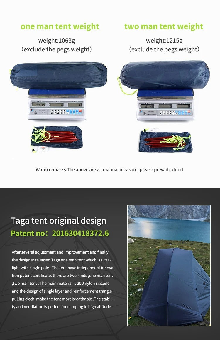 Outdoor Hiking Tent with Ultralight Waterproof Nylon (1 Person)
