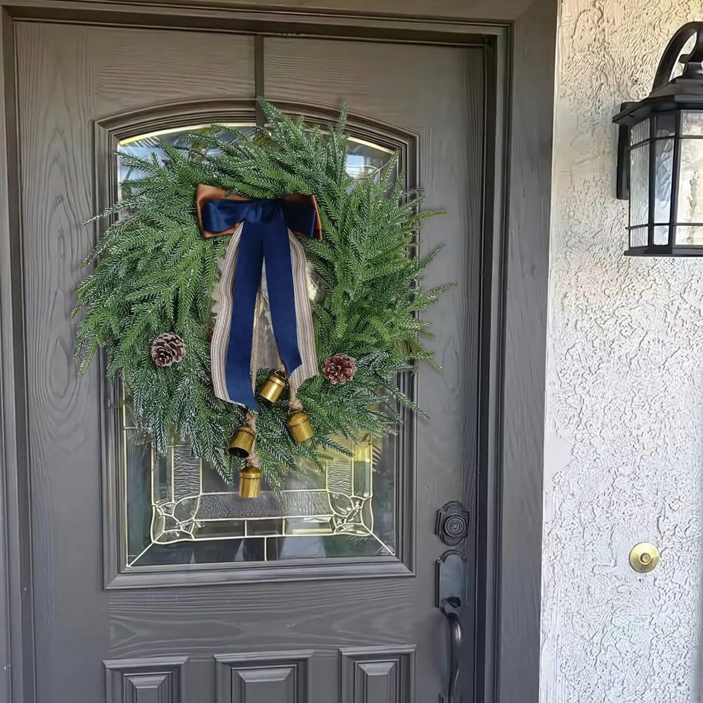 Christmas Wreath Artificial Norfolk Bells Ribbon