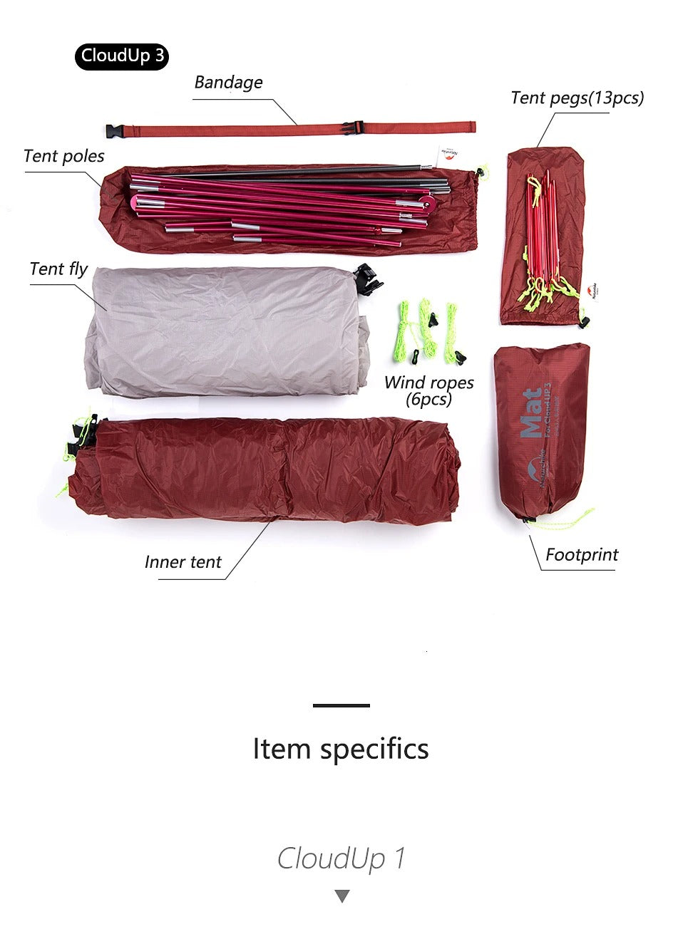 Camping Tent with Waterproof Nylon Backpacking for Hiking