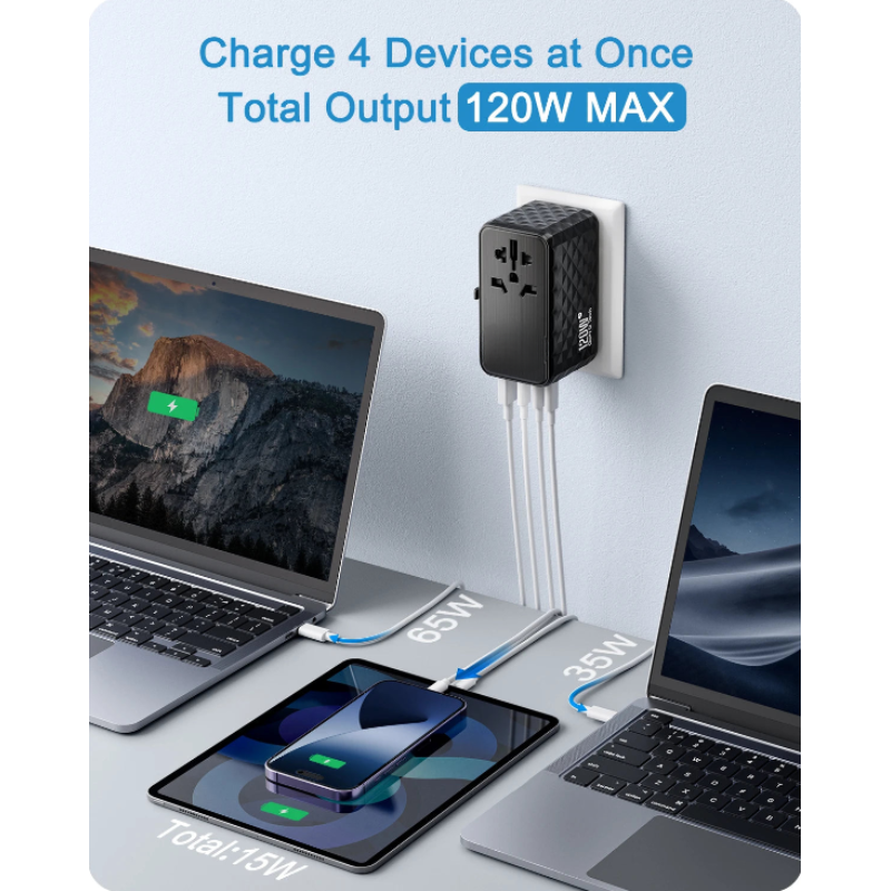 Travel Adapter Universal GaN 120W Fast Charger