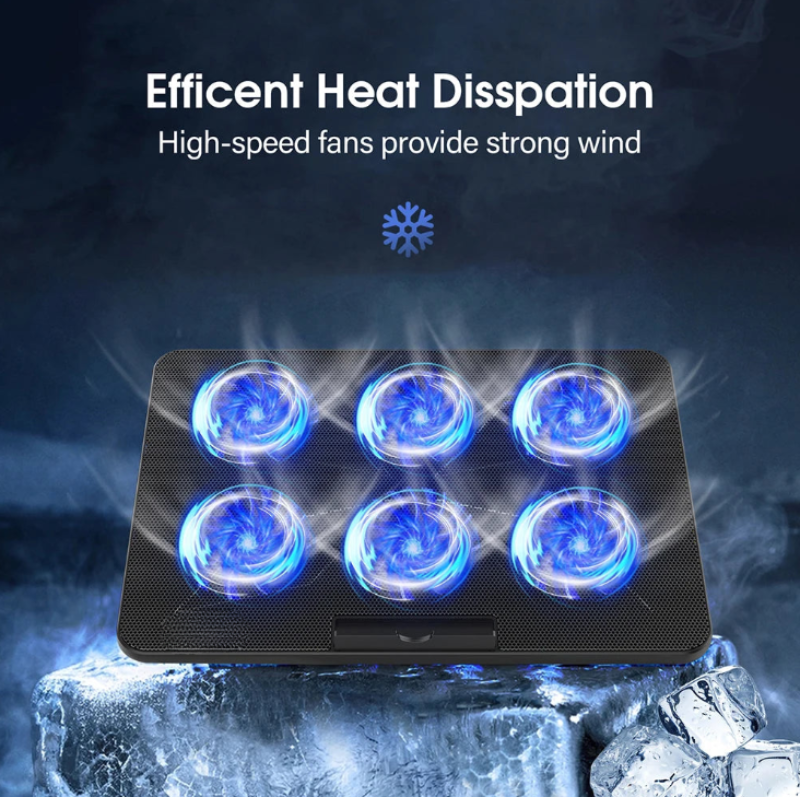 Laptop Cooling Pad Adjustable Stand with 6 Quiet Fans
