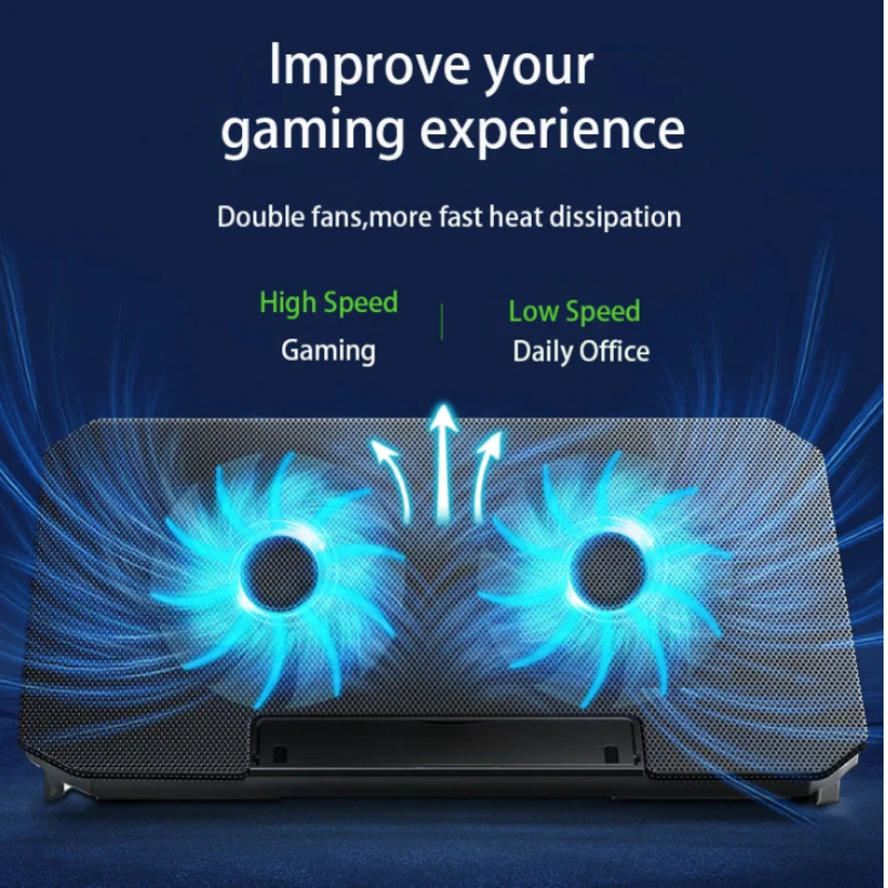 Laptop Cooler Stand Adjustable Dual Fan USB