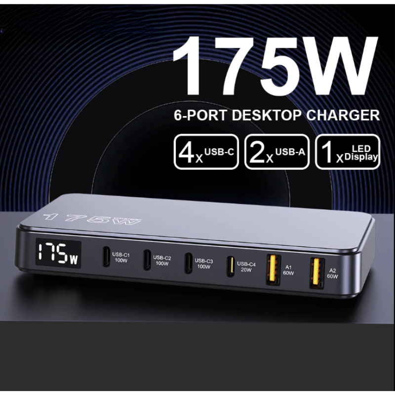 USB Charger GaN 175W 6-Port Fast Charging