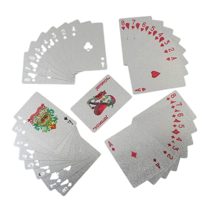 Playing Cards Silver Foil Waterproof Plastic