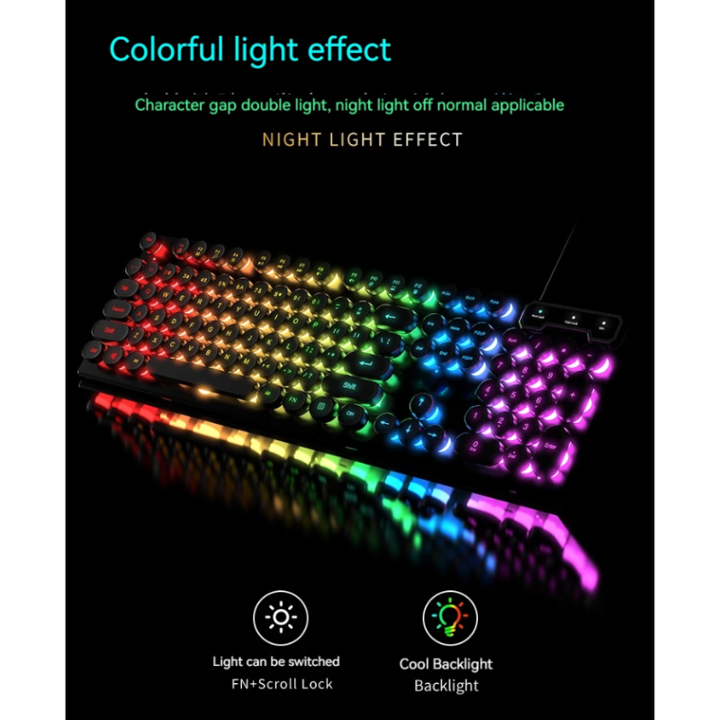 Retro Typewriter Gaming Keyboard RGB Wired 104 Keys