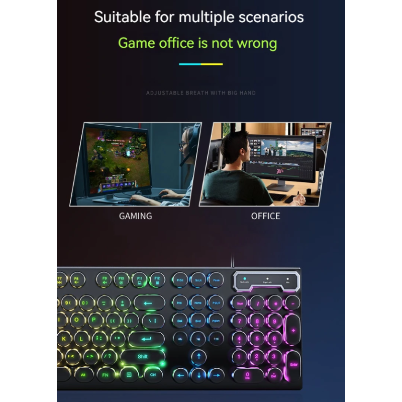 Retro Typewriter Gaming Keyboard RGB Wired 104 Keys