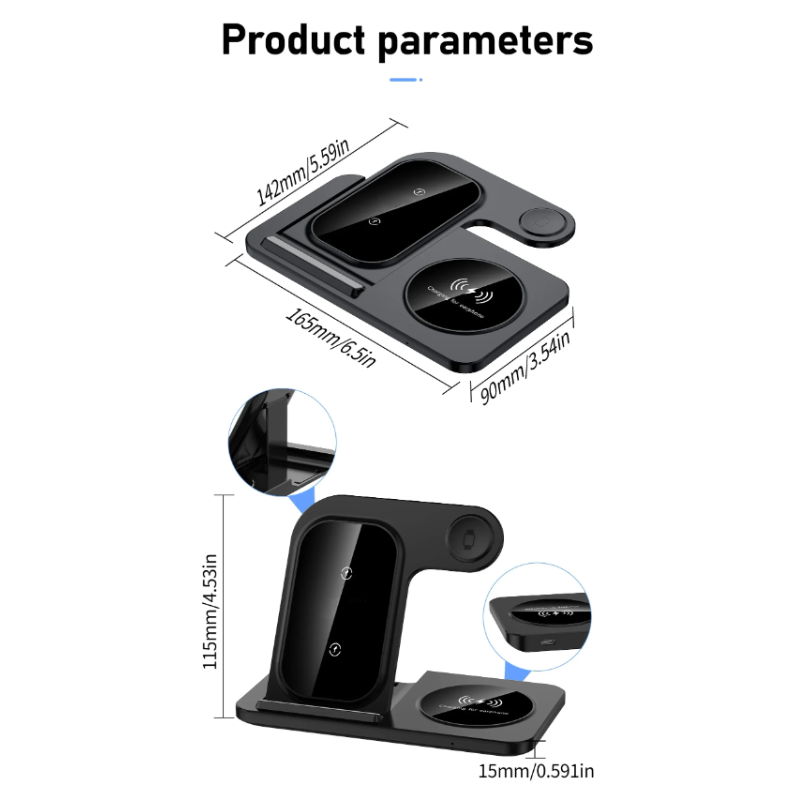 3 in 1 Fast Charging Foldable Stand Wireless Charger