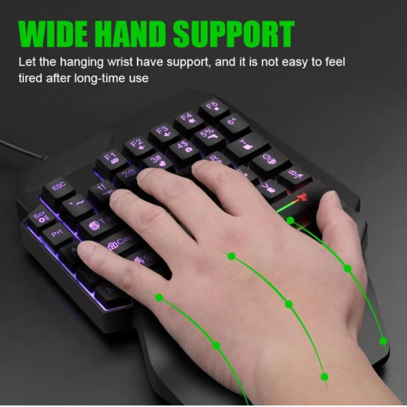 One-Handed Backlit Gaming Keyboard