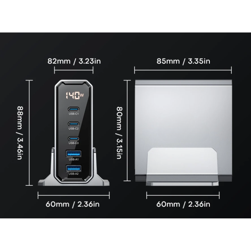 140W 5-Port USB-C GaN Fast Charger