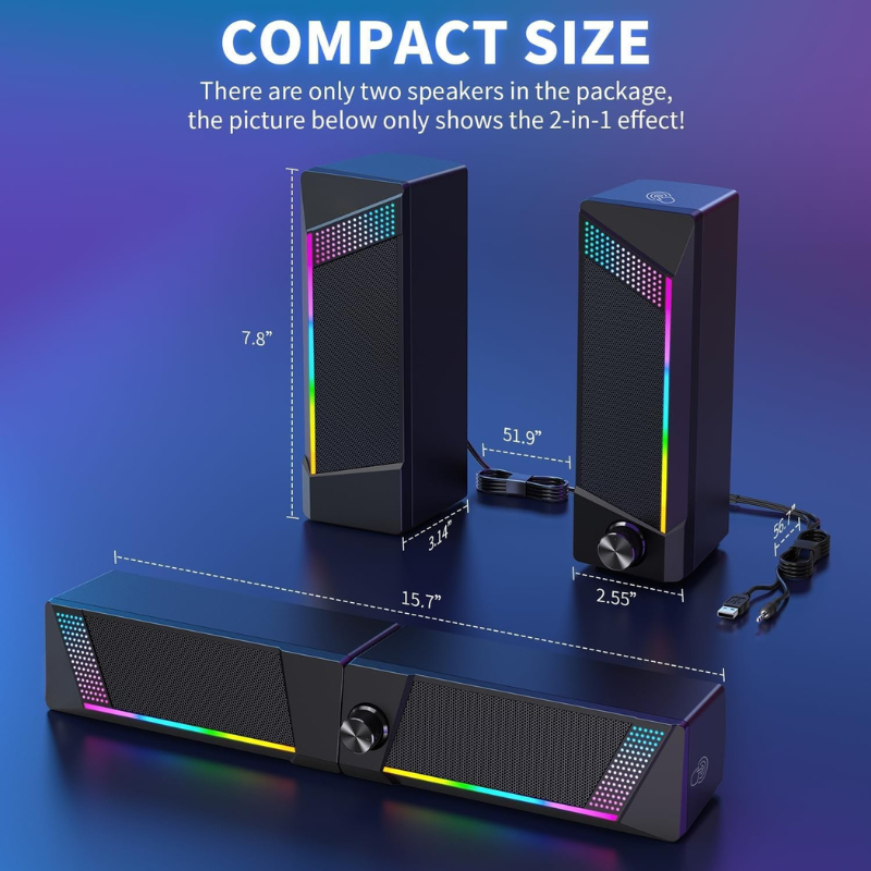 Computer Speaker RGB Light Subwoofer Bluetooth Soundbar