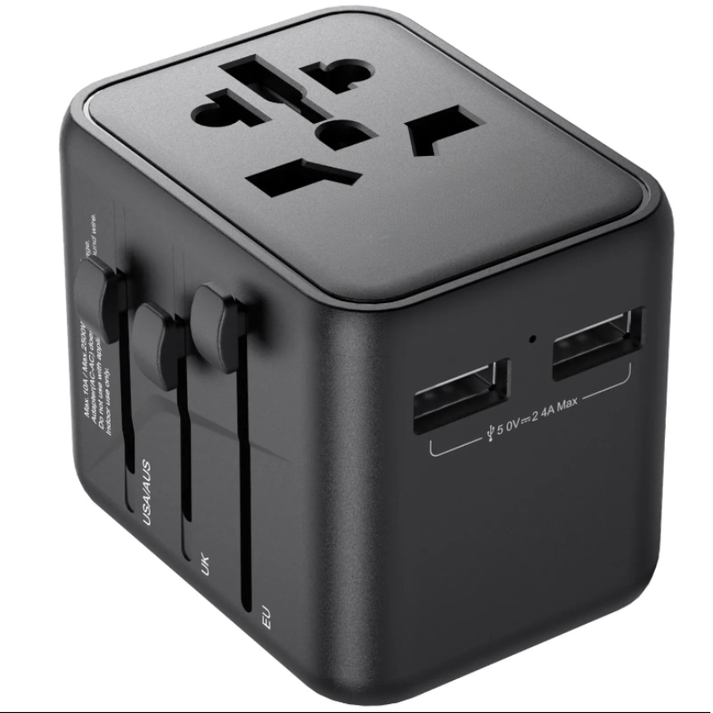 Travel Adapter Universal All-in-One with 2 USB