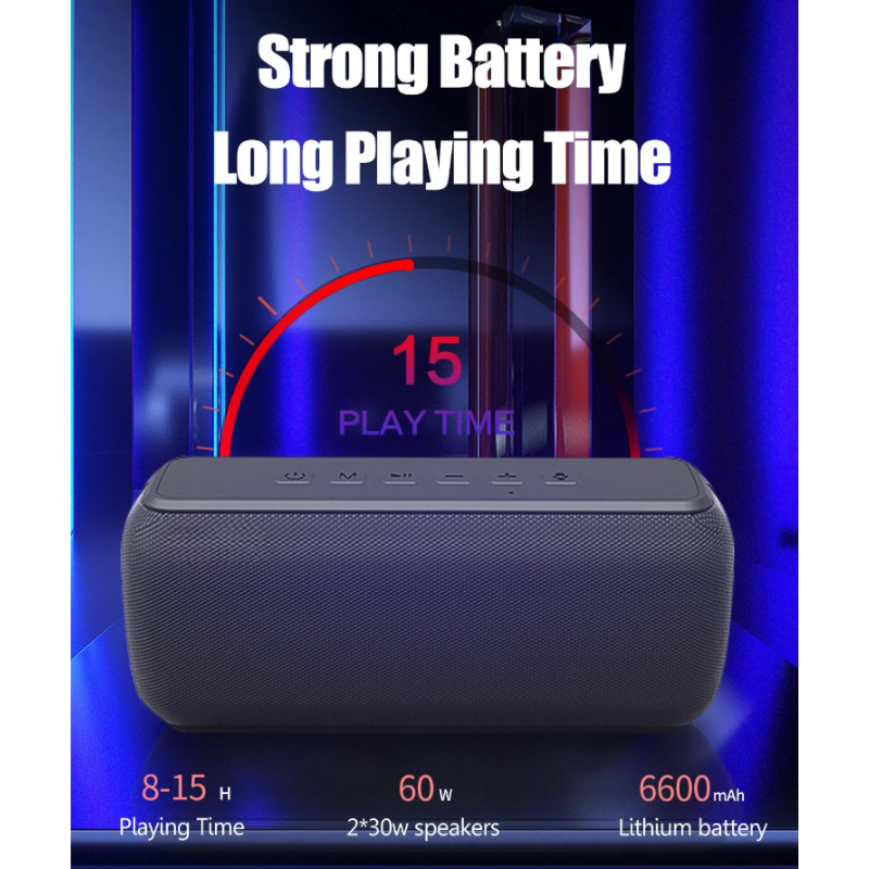 60W Portable Bluetooth Waterproof Speaker