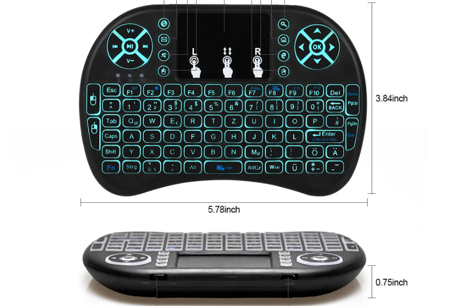 2.4G Mini Wireless Keyboard with Touchpad Backlit