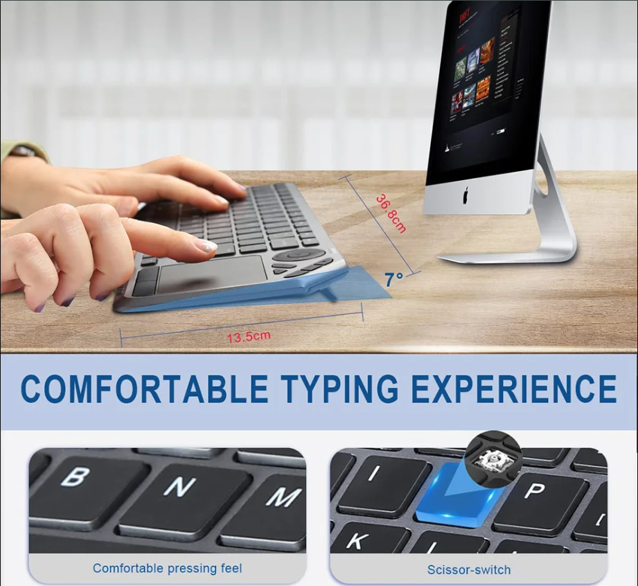 Rechargeable Wireless Bluetooth Keyboard with Touchpad & Backlight