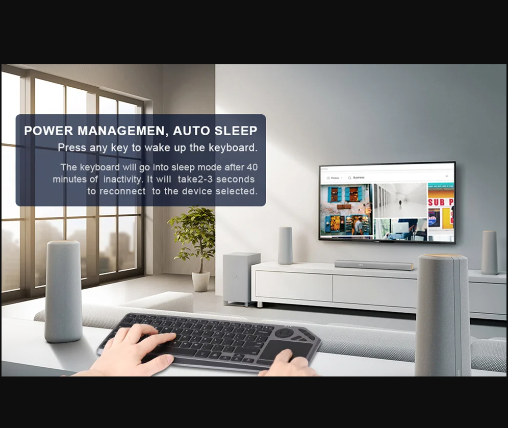 Rechargeable Wireless Bluetooth Keyboard with Touchpad & Backlight