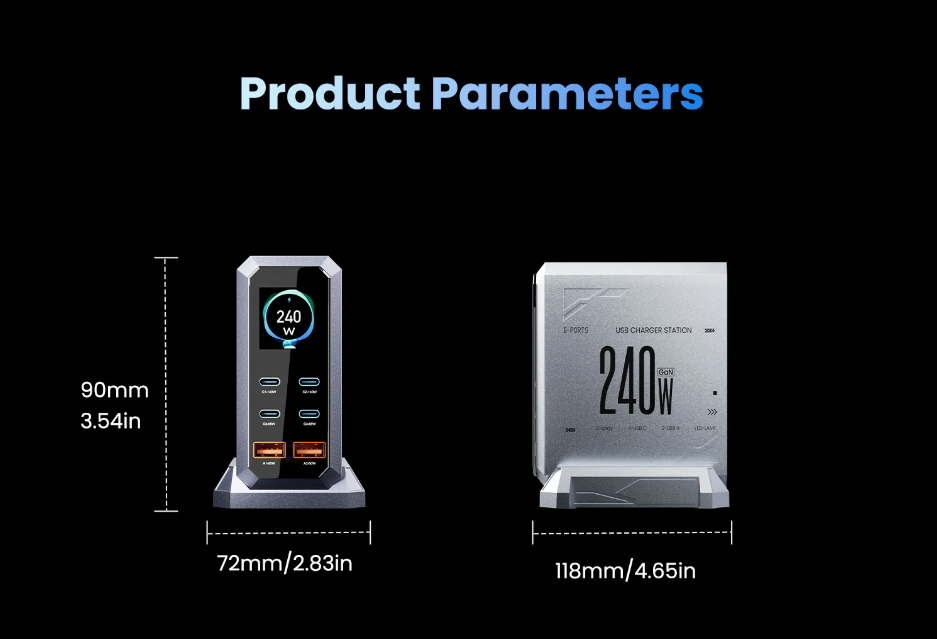 Charger GaN 240W USB C Desktop Fast Charging
