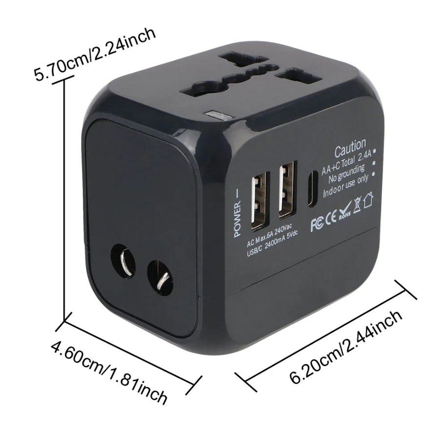 Travel Adapter Universal Wall Charger with USB Type C