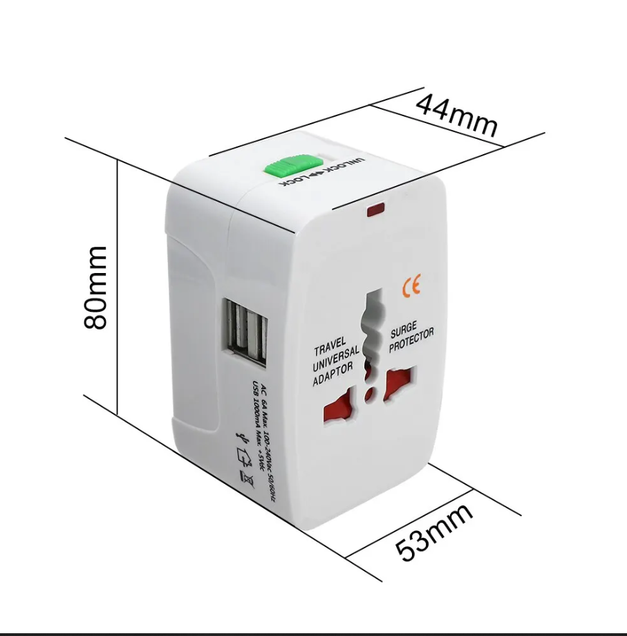 Universal Plug Travel Adapter with USB Type C Ports