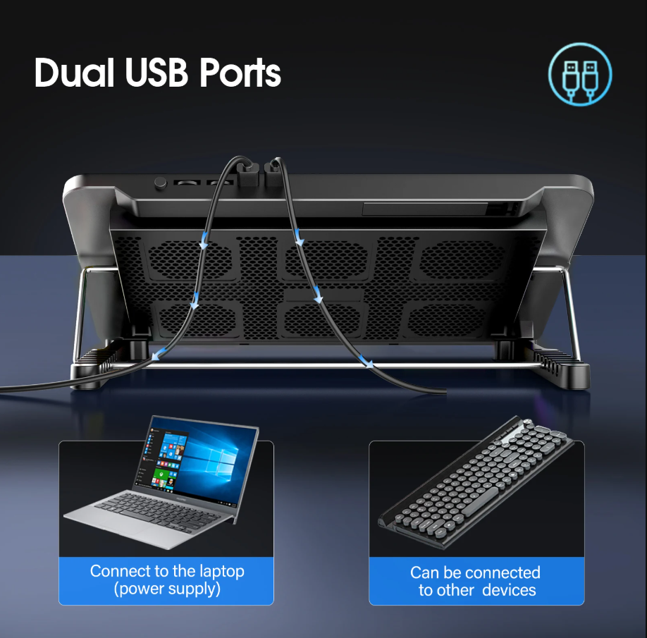 Laptop Cooling Pad Adjustable Stand with 6 Quiet Fans