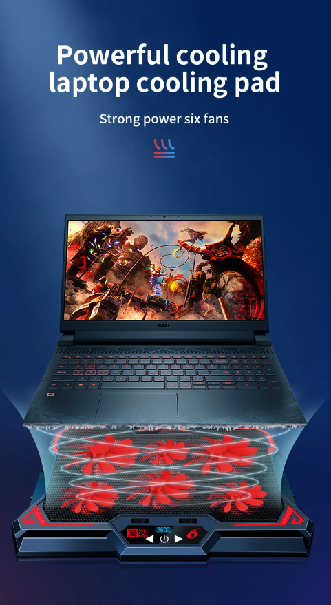 Laptop Cooling Pad 17 Inch Gaming Six Fan LED
