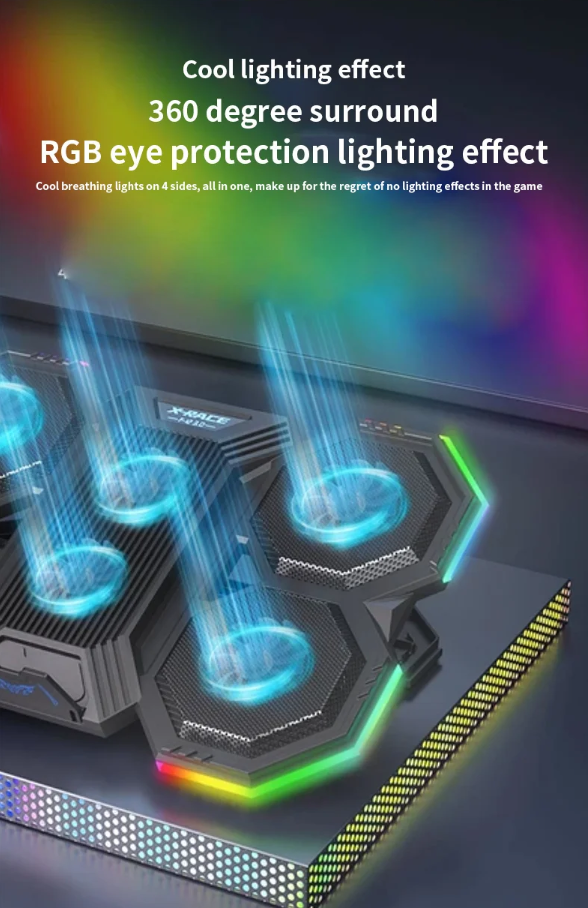 Laptop Cooling Pad RGB Stand with 6 Fans
